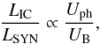 \begin{equation} \frac{L_\mathrm{IC}}{L_\mathrm{SYN}}\propto \frac{U_\mathrm{ph}}{U_\mathrm{B}}, \end{equation}