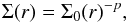 \begin{equation} \label{eq:density} \Sigma(r)=\Sigma_0 (r)^{-p} , \end{equation}