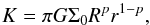 \begin{equation} K=\pi G \Sigma_0 R^p r^{1-p} , \end{equation}