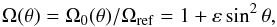 \begin{equation} \Omega(\theta) = \Omega_0(\theta) / \Omega_{\rm ref} = 1 + \varepsilon \sin^2\theta, \label{eq:rotation_profile} \end{equation}