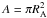 \hbox{$A = \pi R_{\rm A}^2$}