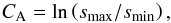 \begin{equation} \label{eq:coulomb} C_{\rm A} = \ln \left( s_\mathrm{max}/s_\mathrm{min} \right) , \end{equation}