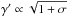 \hbox{$\gamma'\propto \sqrt{1+\sigma}$}