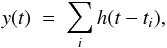 \appendix \setcounter{section}{1} \begin{equation} y(t)\ =\ \sum_i h(t - t_i), \label{eq:shot2} \end{equation}