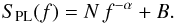 \begin{equation} S_{\rm PL}(f) = N\,f^{-\alpha} + B. \label{eq:mod_pl} \end{equation}