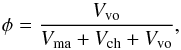 \begin{equation} \phi={V_{\rm vo}\over V_{\rm ma}+V_{\rm ch}+V_{\rm vo}}, \label{DefPoros} \end{equation}
