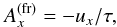 \appendix \setcounter{section}{3} \begin{equation} A_x^{\rm(fr)}=-u_x/\tau, \end{equation}