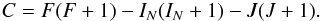 \appendix \setcounter{section}{2} \begin{eqnarray*} C = F (F+1) -I_N (I_N+1) - J (J+1). \end{eqnarray*}