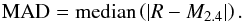 \begin{equation} \label{mad_def} {\rm MAD}={\rm median}\left(|R-M_{2.4}|\right). \end{equation}