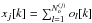 \hbox{$x_j [k] = \sum_{l=1}^{N_{\rm o}^{(j)}} o_{l} [k] $}