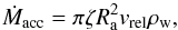 \appendix \setcounter{section}{1} \begin{equation} \dot{M}_{\rm acc}=\pi \zeta R_{\rm a}^2 v_{\rm rel} \rho_{\rm w} \label{eq:acrrate} , \end{equation}