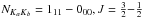 \hbox{$N_{K{_a}K{_b}}=1_{11}-0_{00}, J=\frac{3}{2}{-}\frac{1}{2}$}