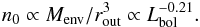 \appendix \setcounter{section}{4} \begin{eqnarray} \label{eq:density} n_0 \propto M_{\rm env}/r_{\rm out}^3 \propto L_{\rm bol}^{-0.21}. \end{eqnarray}