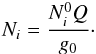 \begin{eqnarray} N_i = {{N_i^{0} Q}\over g_0 } \cdot \label{total_N} \end{eqnarray}