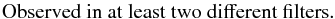 \begin{equation} \textnormal{Observed in at least two different filters} \label{eq:pos} . \end{equation}