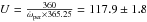 \hbox{$U=\frac{360}{\dot{\omega}_{\rm per}\times 365.25}=117.9\pm 1.8$}