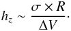 \begin{eqnarray} \label{eq_hz2} h_{ z} \sim \frac{\sigma \times R}{\Delta V}\cdot \end{eqnarray}