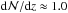 \hbox{${\rm d}{\cal N}/{\rm d}z\approx 1.0$}