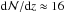 \hbox{${\rm d}{\cal N}/{\rm d}z\approx 16$}