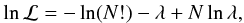 \appendix \setcounter{section}{2} \begin{eqnarray} \ln {\cal L} = -\ln(N!) - \lambda + N\ln\lambda, \end{eqnarray}