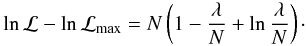 \appendix \setcounter{section}{2} \begin{eqnarray} \ln {\cal L} - \ln{\cal L}_{\rm max} = N\left( 1 - \frac\lambda N+ \ln\frac{\lambda}{N} \right)\cdot \end{eqnarray}