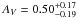 \hbox{$A_V=0.50^{+0.17}_{-0.19}$}