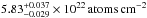 \hbox{$5.83_{-0.029}^{+0.037}\times 10^{22}\, \mathrm{atoms} \cm^{-2}$}