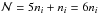 \hbox{$\mathcal{N} = 5n_{i} + n_{i} = 6n_{i}$}