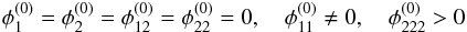 \begin{equation} \phi_1^{(0)} = \phi_2^{(0)} = \phi_{12}^{(0)} = \phi_{22}^{(0)} = 0 ,\quad \phi_{11}^{(0)} \ne 0 ,\quad \phi_{222}^{(0)} > 0 \label{eq:conditions_fold} \end{equation}