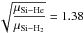 \hbox{$\displaystyle\sqrt{\frac{\mu_{\rm Si-He}}{\mu_{{\rm Si-H}_2}}} = 1.38$}