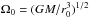 \hbox{$\Omega_0= (G M / r_0^3)^{1/2}$}