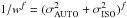 \hbox{$1/w^f = (\sigma_{\rm AUTO}^2+\sigma_{\rm ISO}^2)^f $}