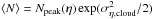 \hbox{$\langle N\rangle = N\sub{peak}(\eta) \exp(\sigma_{\eta,{\rm cloud}}^2/2)$}