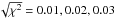 \hbox{$\sqrt{\chi^2}= 0.01, 0.02, 0.03$}