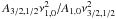 \hbox{$A_{3/2,1/2} \nu_{1,0}^2/A_{1,0} \nu_{3/2,1/2}^2$}