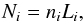 \begin{equation} N_i = n_i L_i, \end{equation}