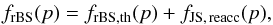 \begin{eqnarray} \label{ftot} f_{\rm rBS}(p)=f_{\rm rBS,th}(p)+f_{\rm JS,\,reacc}(p), \end{eqnarray}
