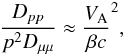 \appendix \setcounter{section}{1} \begin{eqnarray} \frac{D_{pp}}{p^2D_{\mu\mu}}\approx \frac{V_{\rm A}}{\beta c}^2 , \end{eqnarray}