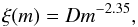 \appendix \setcounter{section}{1} \begin{equation} \xi(m)=Dm^{-2.35}, \end{equation}