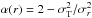 \hbox{$\alpha(r)=2-\sigma_{\rm T}^2/\sigma_r^2$}