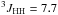\hbox{$^3J_{\rm HH} = 7.7$}