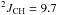\hbox{$^2J_{\rm CH} = 9.7$}