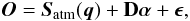 \begin{equation} \vec{O} = \vec{S}_\mathrm{atm}(\vec{q}) + \mathbf{D} \alphabold + \epsilonbold, \label{eq:generative} \end{equation}