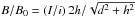 \hbox{$B/B_{0}= (I/i)\,2h/\sqrt{d^2+h^2}$}
