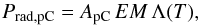 \begin{equation} \label{eq:erad} P_\text{rad,pC} = A_\text{pC} \, EM \, \Lambda(T) , \end{equation}