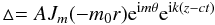 \begin{equation} \vartriangle =A J_m(-m_0 r){\rm e}^{{\rm i}m\theta}{\rm e}^{{\rm i}k(z-ct)} \label{divsolution} \end{equation}