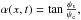 \hbox{$\alpha(x,t)=\tan \frac{\psi_{\rm s}}{\psi_{\rm c}},$}