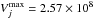 \hbox{$V_j^{\mathrm{max}}=2.57 \times 10^{8}$}