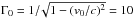 \hbox{$\Gamma_{\rm 0} = 1/\!\sqrt{1-(v_{\rm 0}/c)^2}=10$}