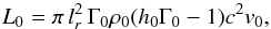 \begin{equation} L_0 = \pi\,l_r^2\,\Gamma_{\rm 0}\rho_0(h_0\Gamma_{\rm 0} -1)c^2v_0, \end{equation}